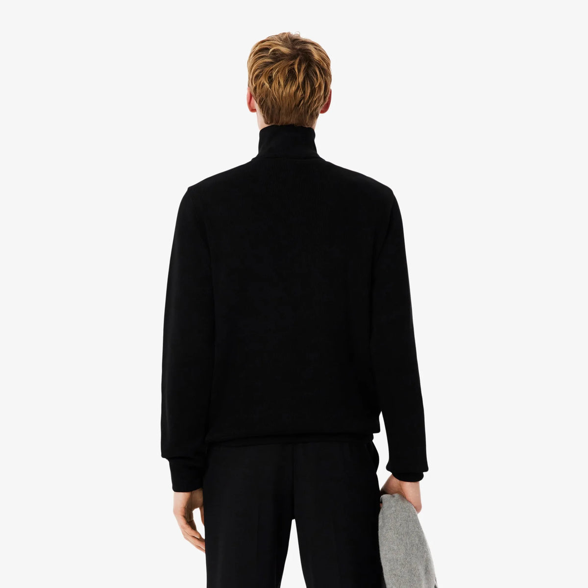 Erkek Classic Fit Yarım Fermuarlı Siyah Sweatshirt