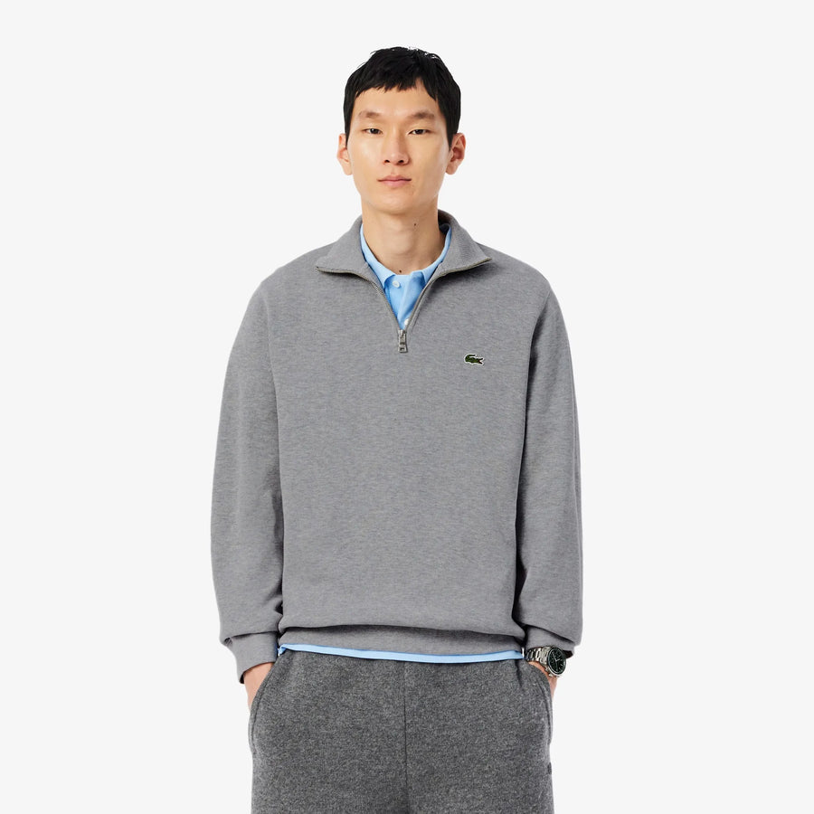 Erkek Classic Fit Yarım Fermuarlı Gri Sweatshirt